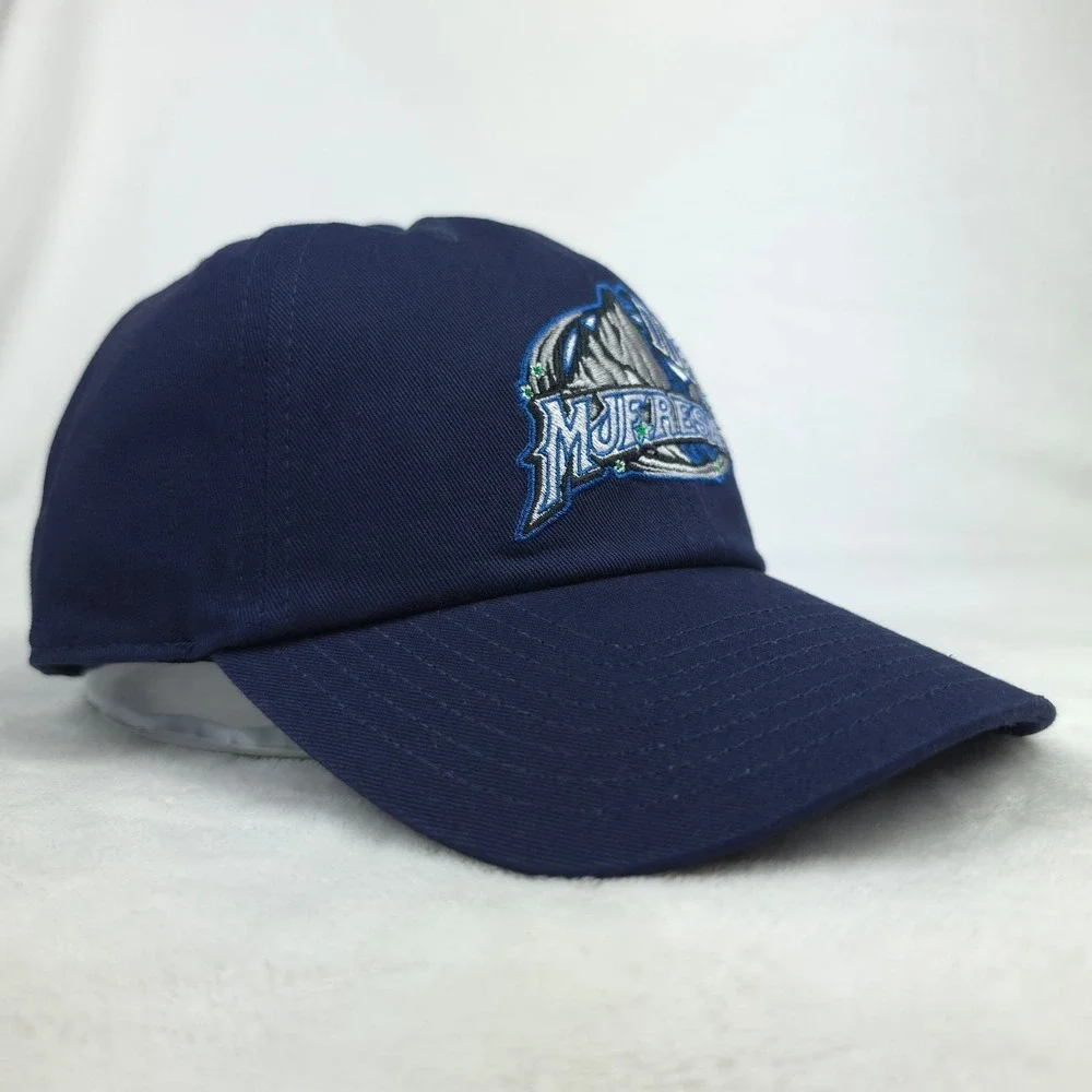 MJ Fresh Gang Mitchell & Ness Dad Hat Cap Embroidery Logo Side Logo Navy New